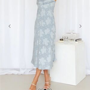 Hello Molly/saints+secrets Light Blue Floral Midi Dress